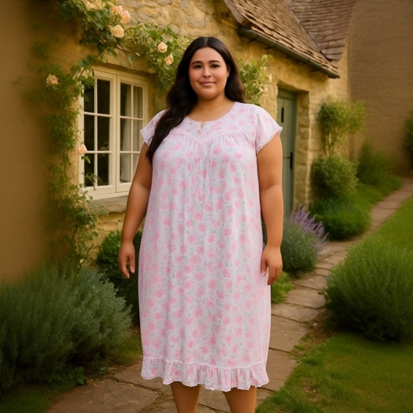 Romantic Eileen West Pink Rose Modal Waltz Nightgown - Picture 7 of 12